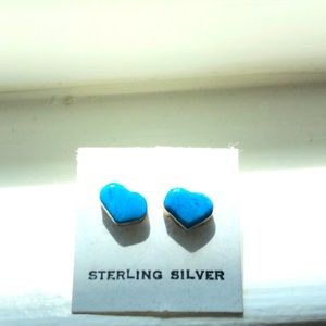 Sterling silver and turquoise heart earrings